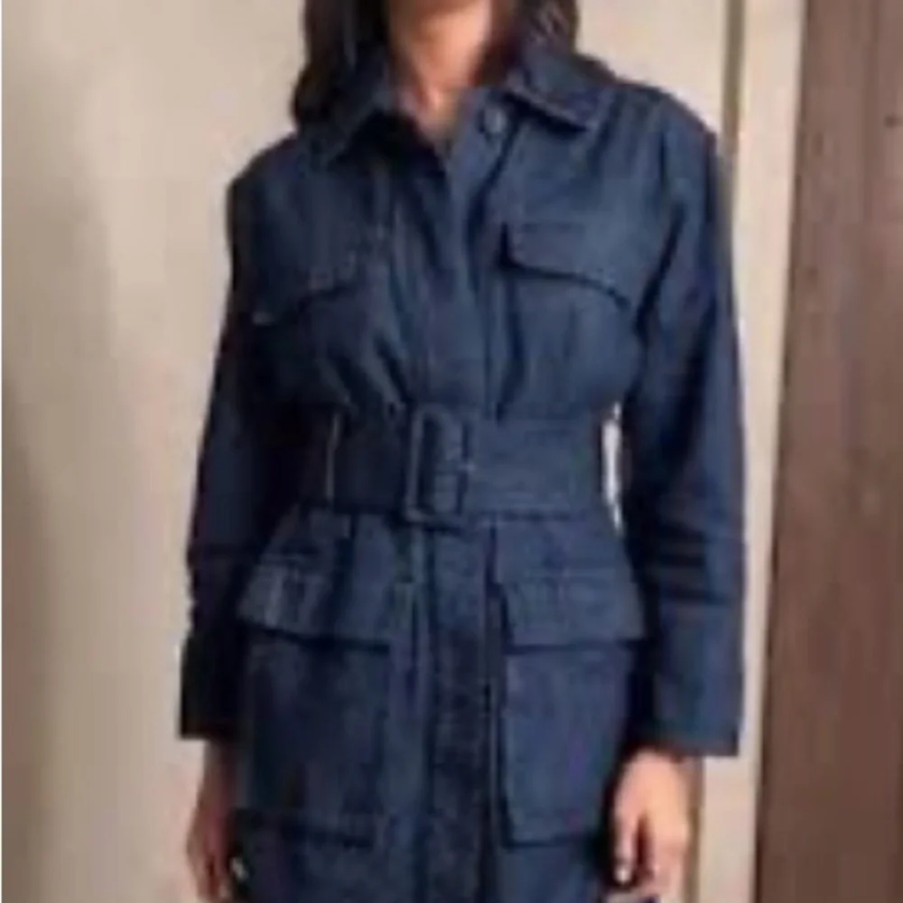💋Banana Republic Dark‎ Blue Belted Denim Dress 080